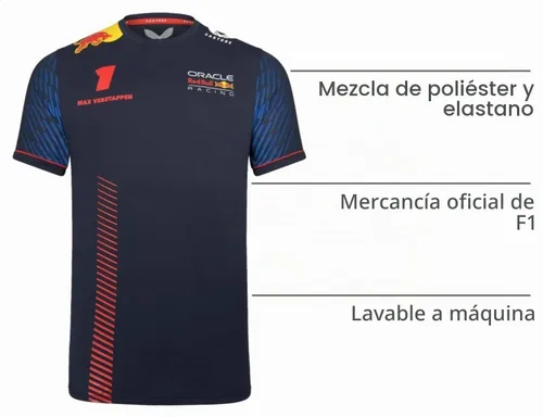 Vista 4 de Castore Red Bull Racing F1 Max Verstappen Team - Camiseta para hombre, talla S