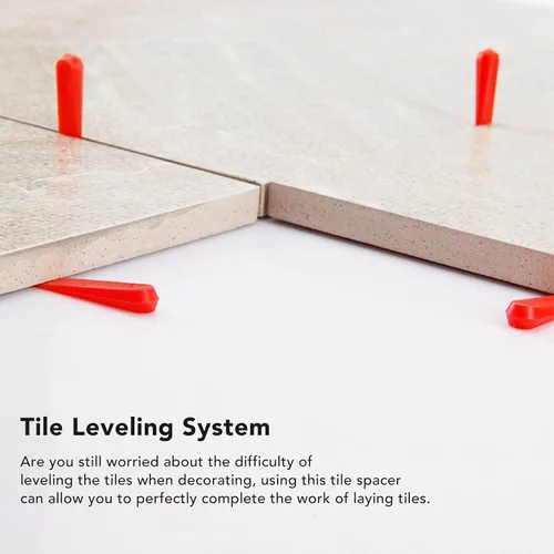 Vista 6 de Sistema de nivelación de azulejos de 1000 Uds. Cuñas de 0.2 pulgadas PE rojo desgaste Azulejos nivelador espaciadores instalación de nivelador