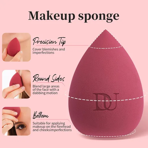 Vista 3 de DUcare Esponjas de maquillaje Esponja de maquillaje para mezclar bases líquidas, polvos y cremas