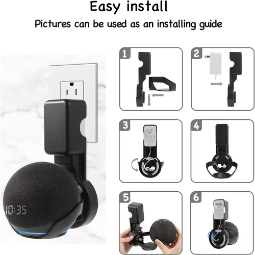 Vista 5 de ZUOLACO Soporte de pared para Echo Dot 4ª/5ª generación (1 paquete, negro)