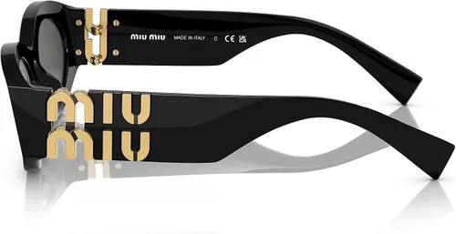 Vista 2 de Miu Miu Gafas de sol para mujer, montura negra, lentes gris oscuro, 2.126 in