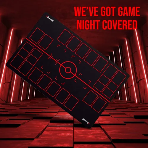 Vista 6 de GMC Deluxe - Alfombrilla de juego compatible con 2 jugadores, color negro y rojo