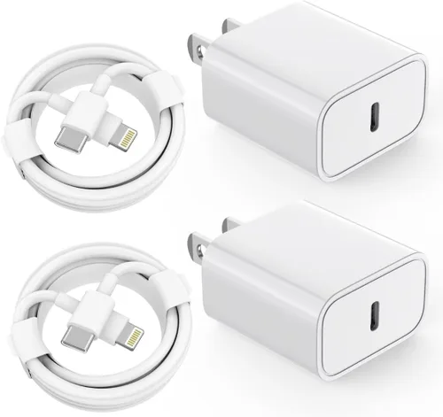 Vista 8 de Cargador rápido USB C para iPhone de 20 W con cable USB C a Lightning y cable compatible para iPhone 14/13/12/11/XS/XR/X/iPad 1Pack USB C Wall