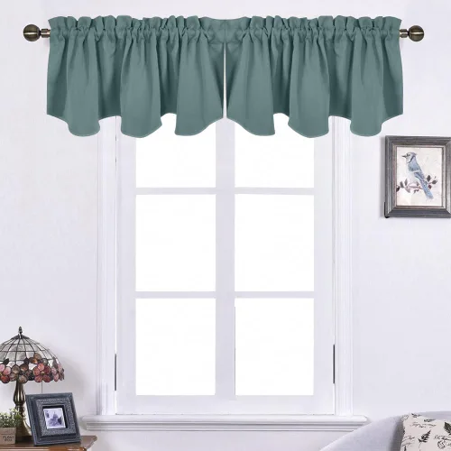Vista 41 de NICETOWN - Cortinas con valances azul piedra para ventana de sala de estar, dormitorio, baño, 2 paneles estilo granja rústico para comedor, cortinas