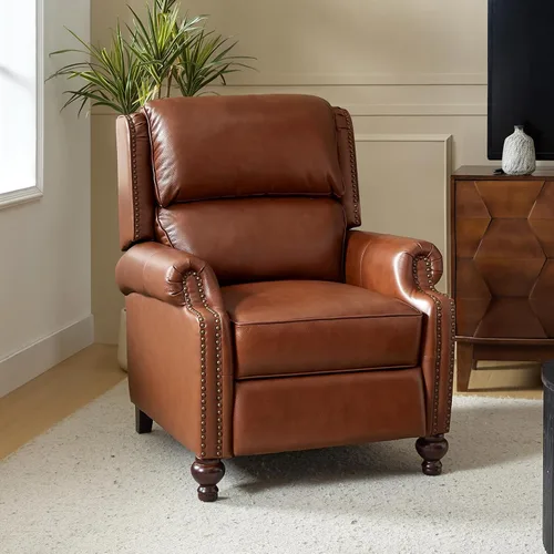 Vista 11 de HULALA HOME - Silla reclinable de piel auténtica, color beige