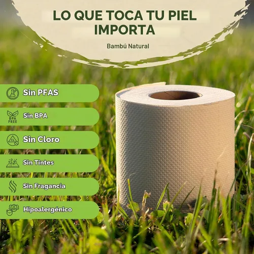 Vista 3 de Bamboo Story, Papel higiénico de bambú sin blanquear, 12 rollos, 3 capas y 300 hojas de papel higiénico de bambú, certificado FSC, biodegradable