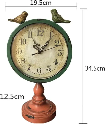 Vista 2 de Reloj de manto para sala de estar, reloj de escritorio retro para el hogar, dormitorio, silencioso, de hierro forjado, reloj de escritorio, reloj