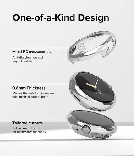 Vista 5 de Ringke Delgado [material antiamarillento/paquete de 2] compatible con la funda de Google Pixel Watch, funda resistente y transparente sólida +