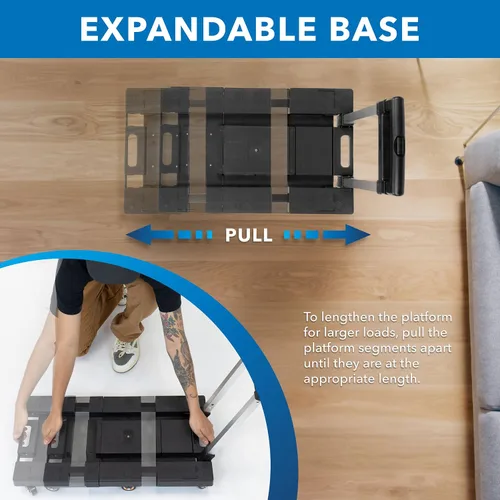 Vista 4 de Mount-It! Camión de mano plegable, carrito ligero de 330 libras de capacidad con 6 ruedas, base extensible, diseño plegable compacto con cuerda