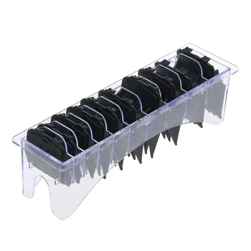Vista 7 de Estuche organizador rectangular para cortar el cabello, peine guía de plástico, caja de almacenamiento de 10 bloques, herramientas universales