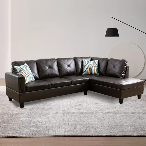 Vista 12 de A Ainehome Sofá seccional de muebles, moderno sofá de cuero en forma de L para sala de estar, apartamento y espacio pequeño