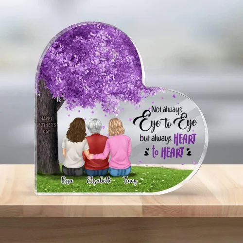 Vista 4 de GOSSBY Placa personalizada transparente (madre y 2 hijas) No siempre a la vista, pero siempre de corazón a corazón, placa personalizada con texto