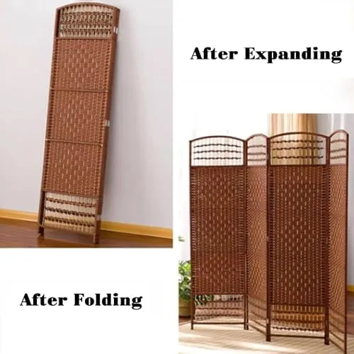Vista 5 de Foldable Rattan Room Divider, Height Adjustable, 4 Panels (100x40cm), Easy to Store, Perfect for Meeting Rooms, Living Spaces, Privacy Screen