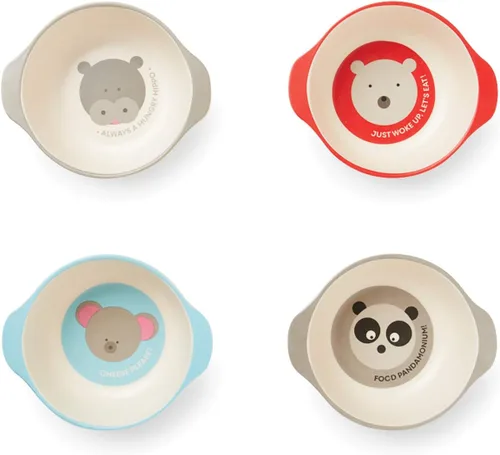 Vista 12 de Red Rover Juego de 4 platos infantiles de bambú de animales multicolor