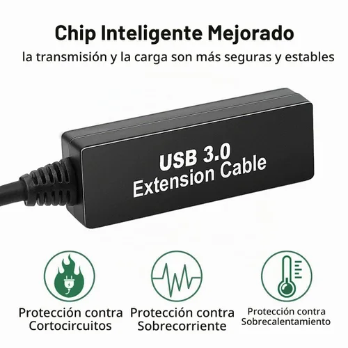 Vista 3 de Cable de extensión USB 3.0 activo de 25 pies, cable de extensión USB largo A-macho A-hembra, con potenciadores de señal de chipset de expansión