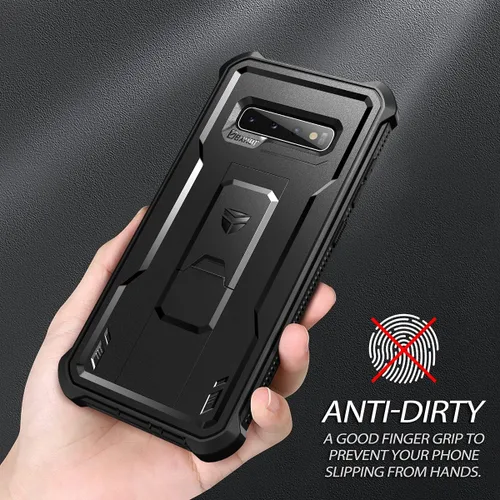 Vista 3 de Dexnor Funda para Samsung Galaxy S10+ Plus, [protector de pantalla y soporte integrados] Protección de grado militar resistente a prueba de golpes