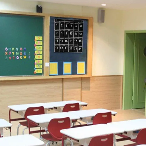 Vista 2 de Eamay 24 organizadores de bolsillo numerados para el aula para teléfonos celulares y calculadoras, soporte de montaje en pared o puerta, organizador