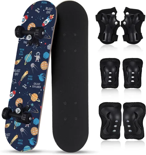 Vista 12 de Honoson Juego de 7 piezas de rodilleras, coderas y muñequeras para patinetas para principiantes y niños pequeños
