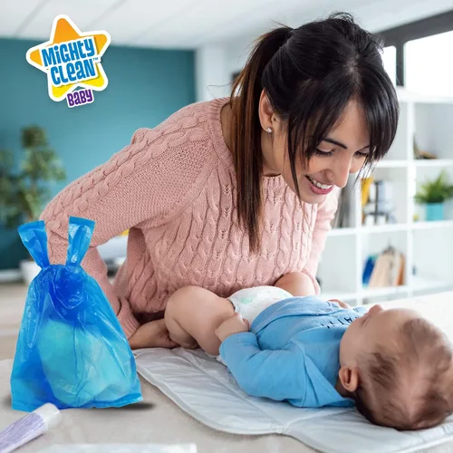 Vista 5 de Mighty Clean Bolsas de pañales desechables para bebés con aroma a polvo ligero, 300