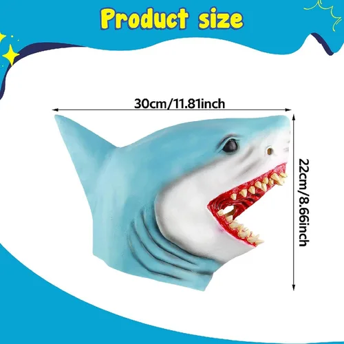 Vista 3 de Cubierta decorativa de látex con diseño de tiburón para la cabeza