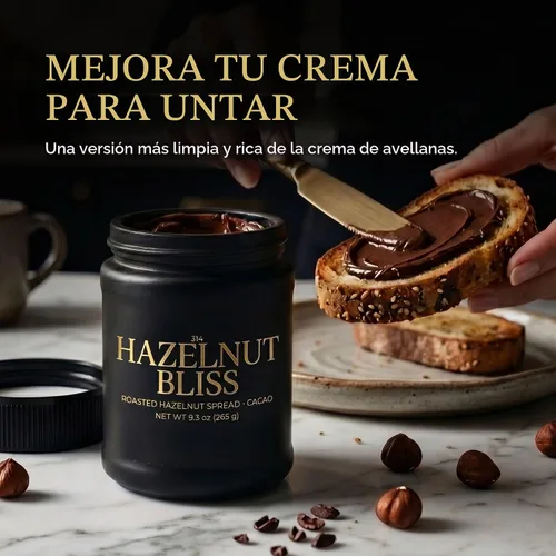 Vista 7 de 314 Hazelnut Bliss Premium Cacao Avellanas para untar, 80% avellanas tostadas