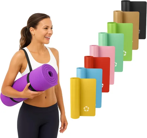 Vista 8 de Vandue Extra Thick 0.4" Tech Foam Exercise Yoga Mat w/Carry Strap - Non-slip, Moisture-Resistant Cushion for Pilates - Support for Stretching &