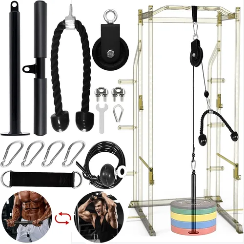 Vista 10 de Sistema de polea de cable de peso, accesorios de polea de entrenamiento LAT y elevación para gimnasio, sistema de polea de entrenamiento de tríceps