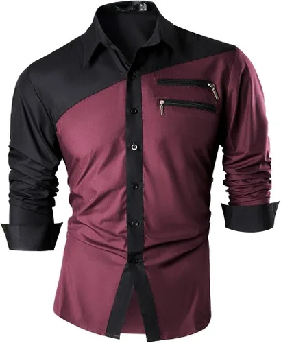 Vista 113 de jeansian - Camisas de manga larga de ajuste entallado para hombre (8397), con botones, informales y de vestir.