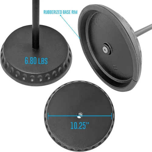 Vista 5 de AxcessAbles - Soporte de micrófono ponderado con base redonda pesada, ajuste de altura de agarre rápido, soporte de micrófono de 74 pulgadas que