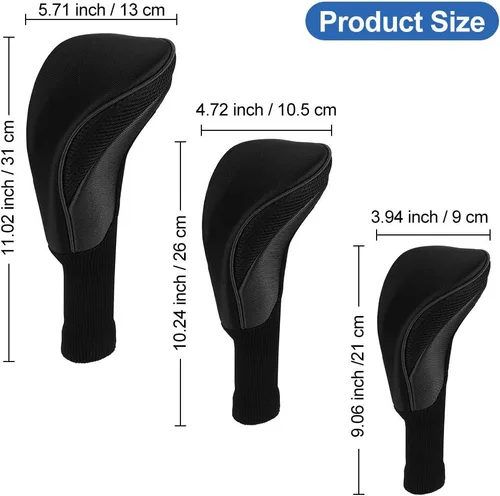 Vista 5 de Number-one Fundas para cabezas de palos de golf para híbridos de Fairway Woods, 3 piezas de cuello largo de malla para palos de golf con etiquetas
