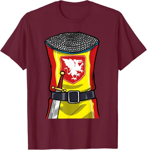 Vista 15 de Disfraz medieval de caballero de Halloween, camiseta para niños con espada de armadura, Negro, S