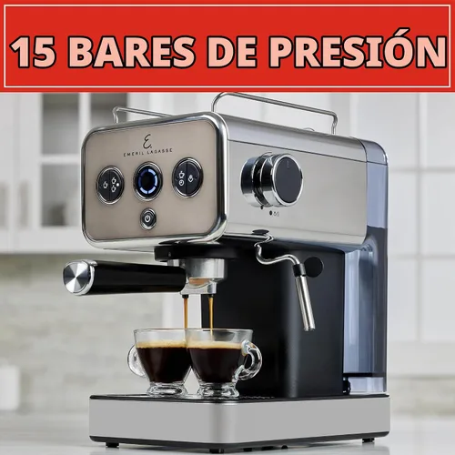 Vista 3 de Emeril Lagasse Pro Espresso Machine, bomba de presión de 15 bar