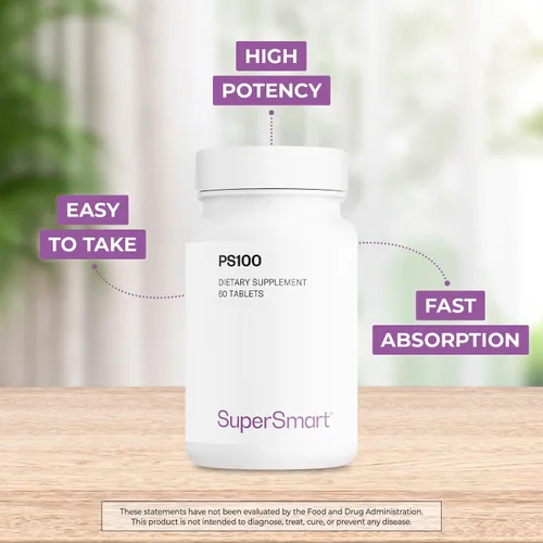 Vista 3 de Supersmart - Suplemento PS100 de 300 mg por día (fosfatidilserina) - Salud y protección del cerebro - Soporte de memoria Sin OMG y sin gluten - 60