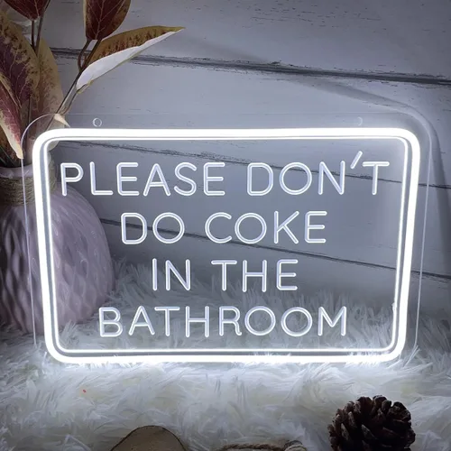 Vista 2 de Letrero de neón con texto en inglés «Please Dont Do Coke in The Bath» para decoración de pared, diseño de talla artística 3D, para interiores