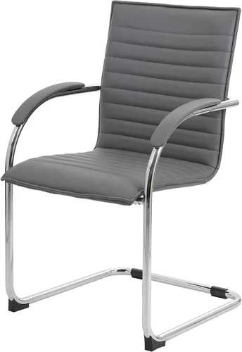 Vista 4 de Boss Office Products Boss Caressoftplus - Silla auxiliar de vinilo con marco cromado, (juego de 2), color gris