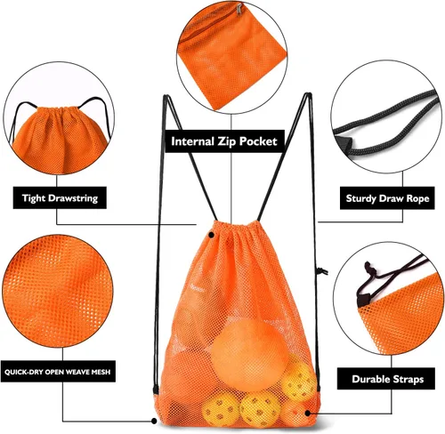Vista 3 de GSE Bolsa deportiva de malla para niños y adultos. Bolsa de equipo deportivo de malla para pelotas deportivas, playa, viajes, gimnasio, natación