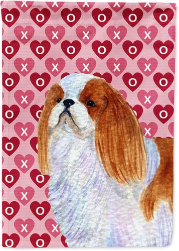 Vista 102 de Caroline's Treasures SS4484GF Bandera de jardín con diseño de bulldog inglés y corazones para el Día de San Valentín, bandera decorativa para patio