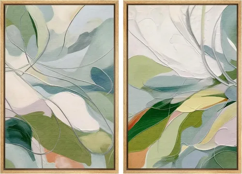 Vista 8 de Ashbrook - Set de arte de pared en lienzo enmarcado, tonos orgánicos de la tierra en beige y marrón con ilustraciones de trazos circulares, arte