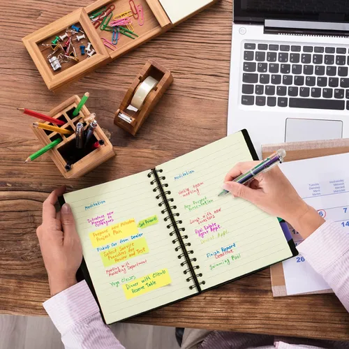 Vista 3 de Kesoto Cuaderno de espiral con pestañas divisorias, cuadernos profesionales para el trabajo y la escuela, rayado ancho 5 materias 6.3" × 9.4