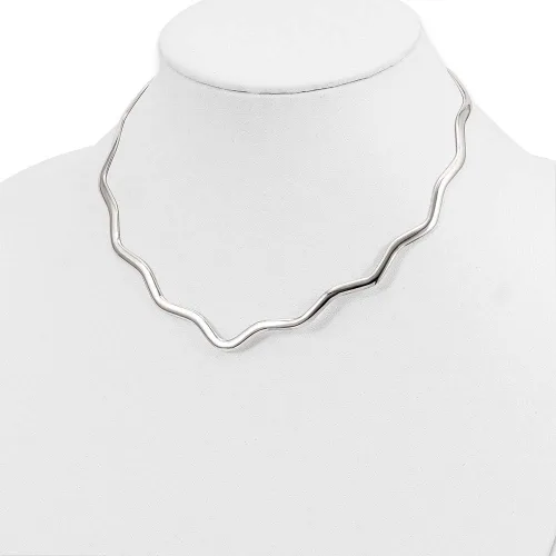 Vista 4 de Plata esterlina Ondulado V-Forma cuello cuello estilo QG1750
