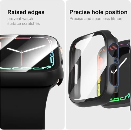 Vista 5 de JERXUN Paquete de 6 fundas con protector de pantalla de vidrio templado para Apple Watch Series 3, Series 2, Series 1 de 38 mm, parachoques rígido