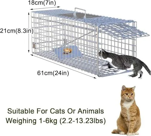 Vista 2 de Jaula de trampa animal humana galvanizada plegable para gatos mapaches ardillas