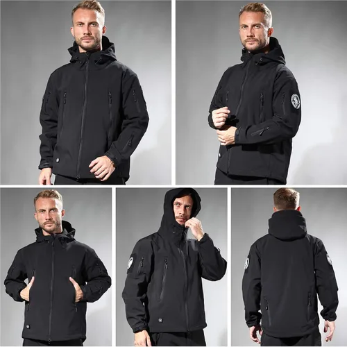 Vista 7 de ANTARCTICA Chaqueta táctica militar con capucha suave impermeable para hombre