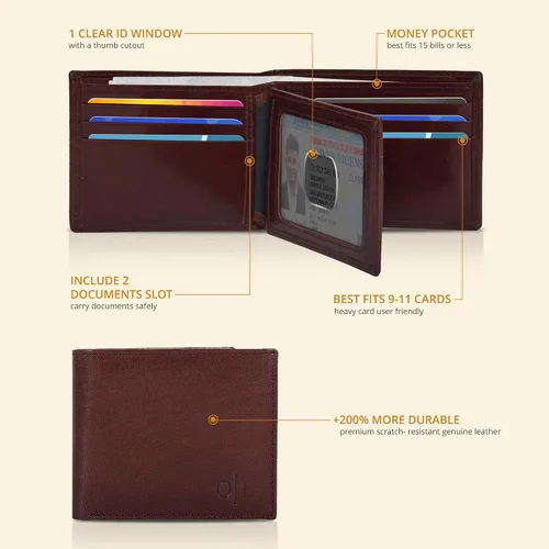 Vista 72 de Carteras RFID delgadas para hombres - Cartera de bolsillo frontal de piel genuina