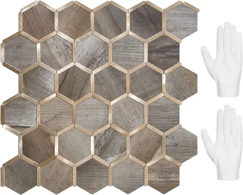 Vista 17 de STICKGOO Azulejo Hexagonal de Despegar y Pegar para Salpicadero, Azulejo Adhesivo para Salpicadero de Cocina y Baño, Aspecto de Mármol Beige PVC