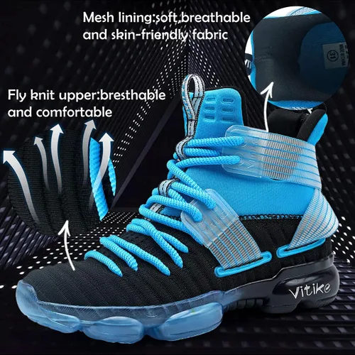 Vista 3 de JMFCHI FASHION - Zapatos de baloncesto para niños, tenis de alta calidad para deportes al aire libre, Zapatos antideslizantes para niños pequeños