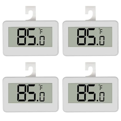 Vista 8 de Paquete de 4 mini refrigerador digital para nevera, congelador, termómetro impermeable con gancho para cocina, hogar, restaurantes