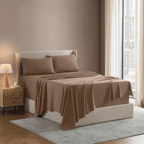 Vista 25 de Nestl - Juego de sábanas tamaño individual, sábanas de cama, color blanco, bolsillo profundo de 3 piezas 01-Blanco