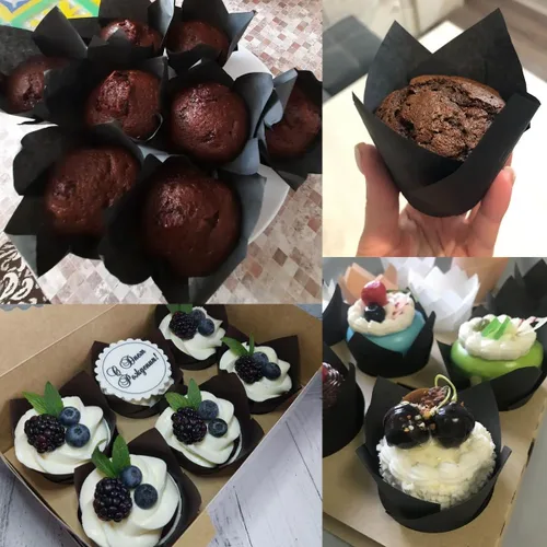 Vista 5 de 150 piezas de forros para magdalenas y cupcakes con tulipán, tazas de papel para hornear, envoltorios para cupcakes a prueba de grasa