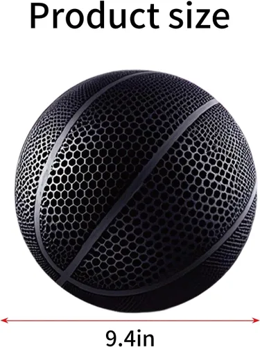 Vista 6 de Baloncesto sin aire impreso en 3D, no necesita bomba, ultra silencioso y de alto rebote, tamaño oficial 7 para uso en interiores y exteriores (negro)